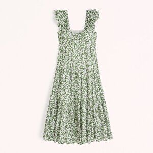 Ruffle Flutter Sleeve Sheer Maxi Dress - Size Small Petite